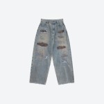 Destroyed Patch‑work Denim Pants